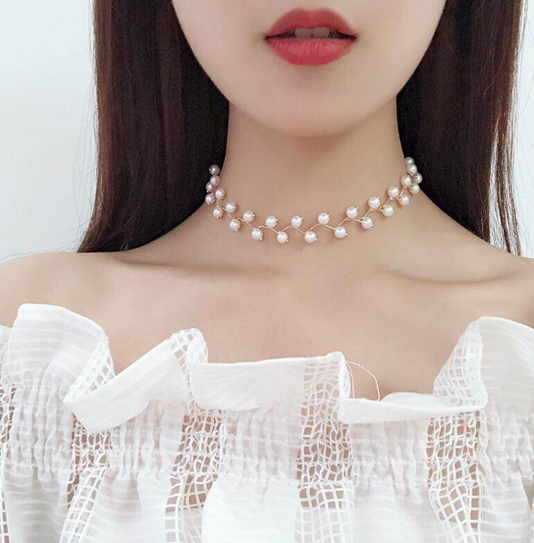 婚礼新娘锁骨链女毛衣链子项链配饰时尚高档颈带简约日韩短款网红