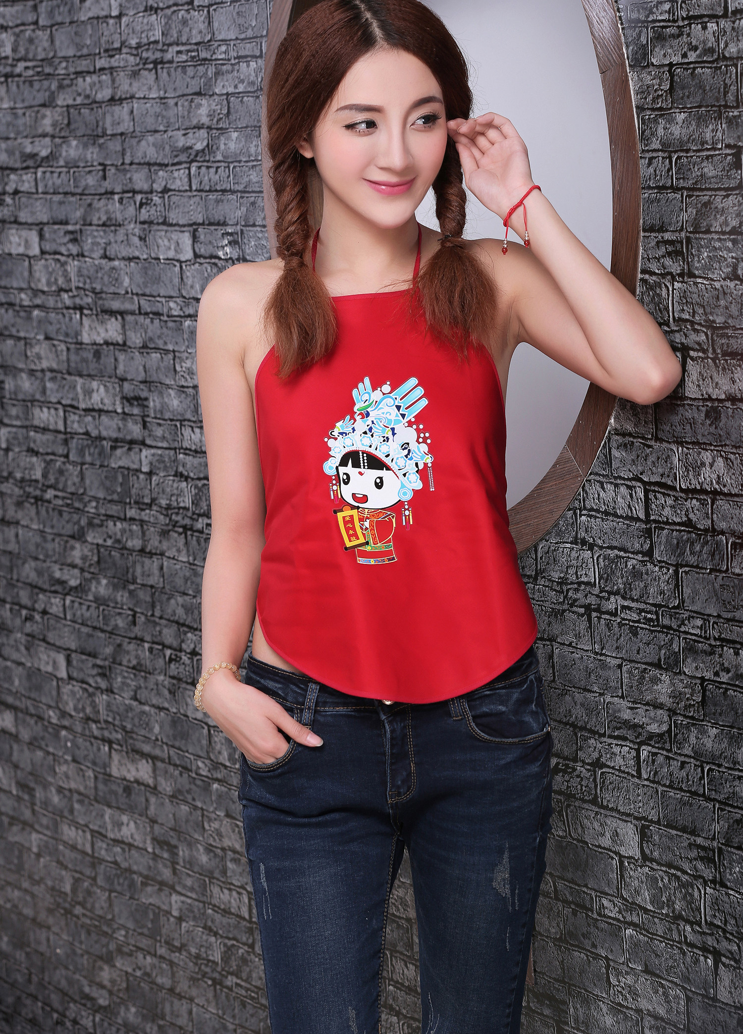 印花相公娘子结婚情侣纯棉男女士生礼物性感抖音直播肚兜喜庆款