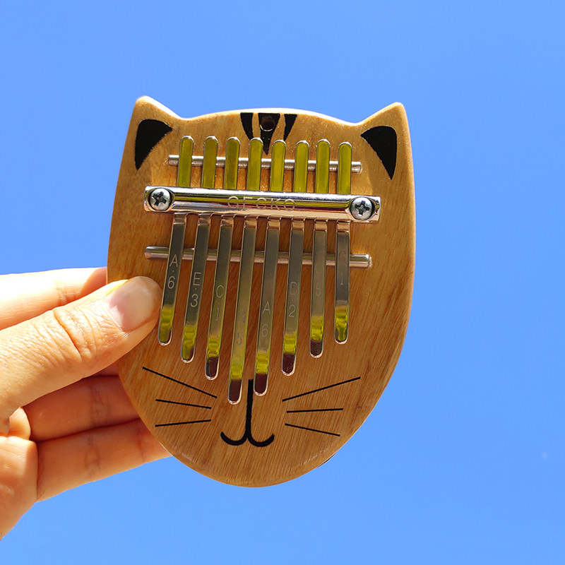 壁虎8音香樟木迷你卡林巴八音桃花芯mini板式小猪猫咪荷花拇指琴