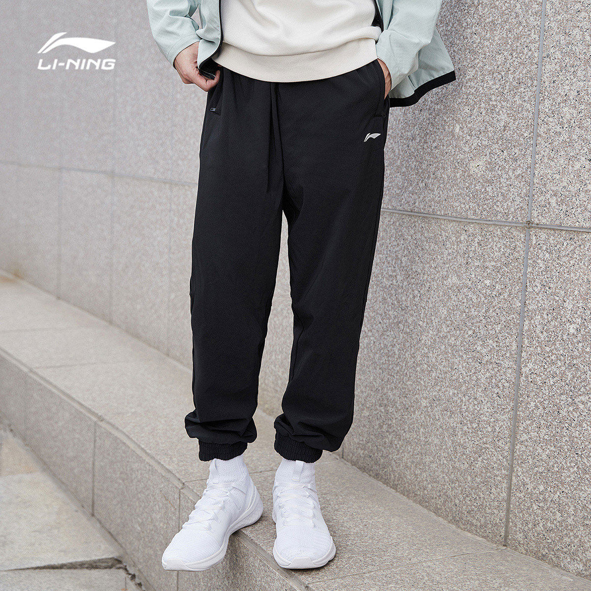 李宁运动裤男新疆棉花春季速干休闲束脚长裤运动长裤