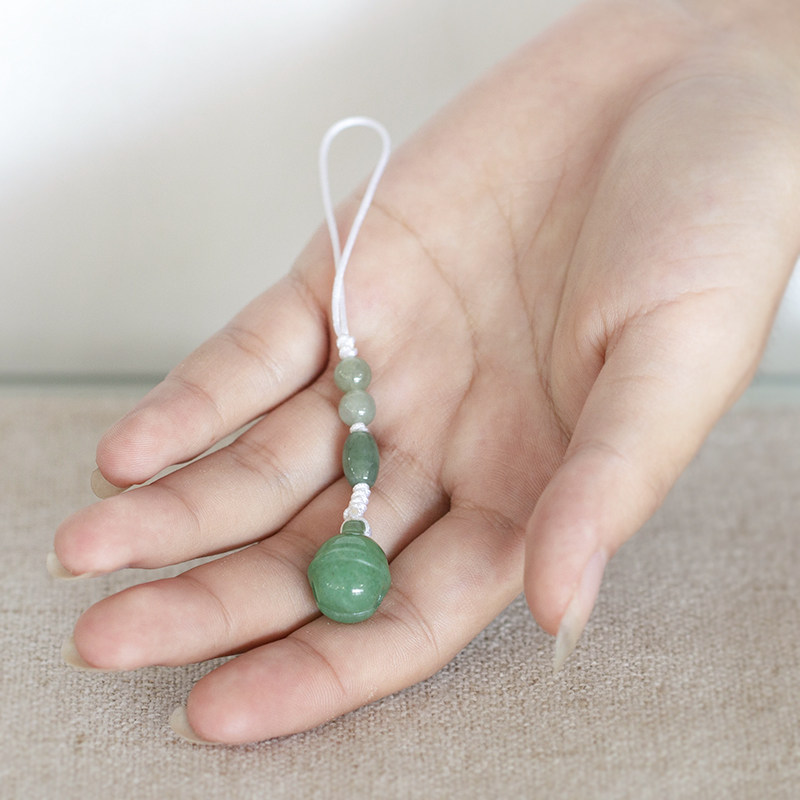 濡香浸玉子伊原创白玉东陵玉石铃铛手机链挂件手机挂件