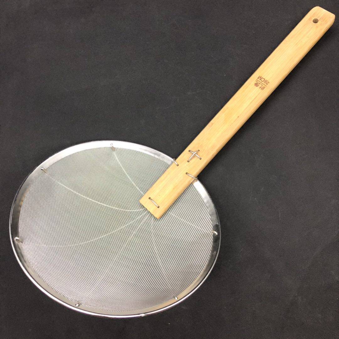 32cm30目竹柄漏勺不锈钢笊篱密勺过滤网捞面勺加粗漏勺
