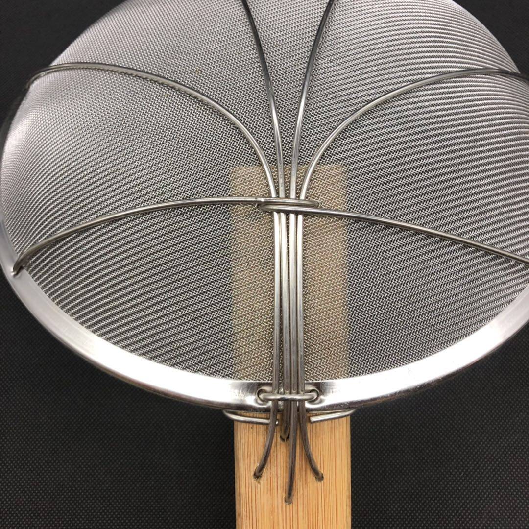 32cm30目竹柄漏勺不锈钢笊篱密勺过滤网捞面勺加粗漏勺