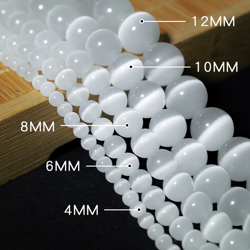 猫眼石珠子diy白猫手链粉红手串女10mm毫米大小手链