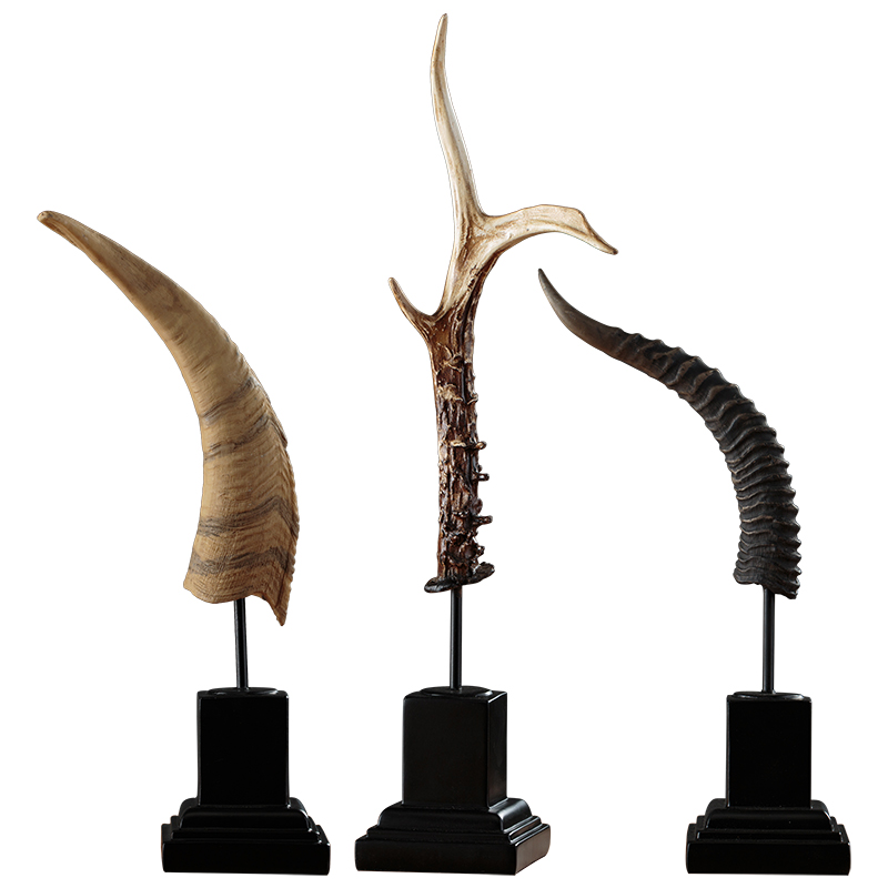 欧式家居装饰品羊角摆件客厅酒柜电视柜玄关样板房软装摆设工艺品