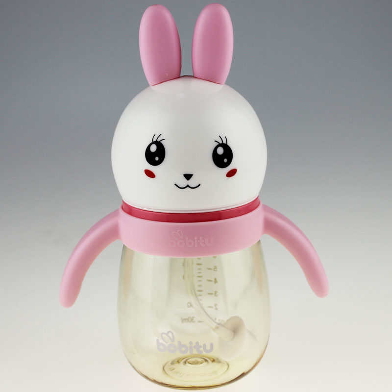 奶瓶波比兔ppsu宽口口径240ml萌萌300ml吸管手柄奶瓶