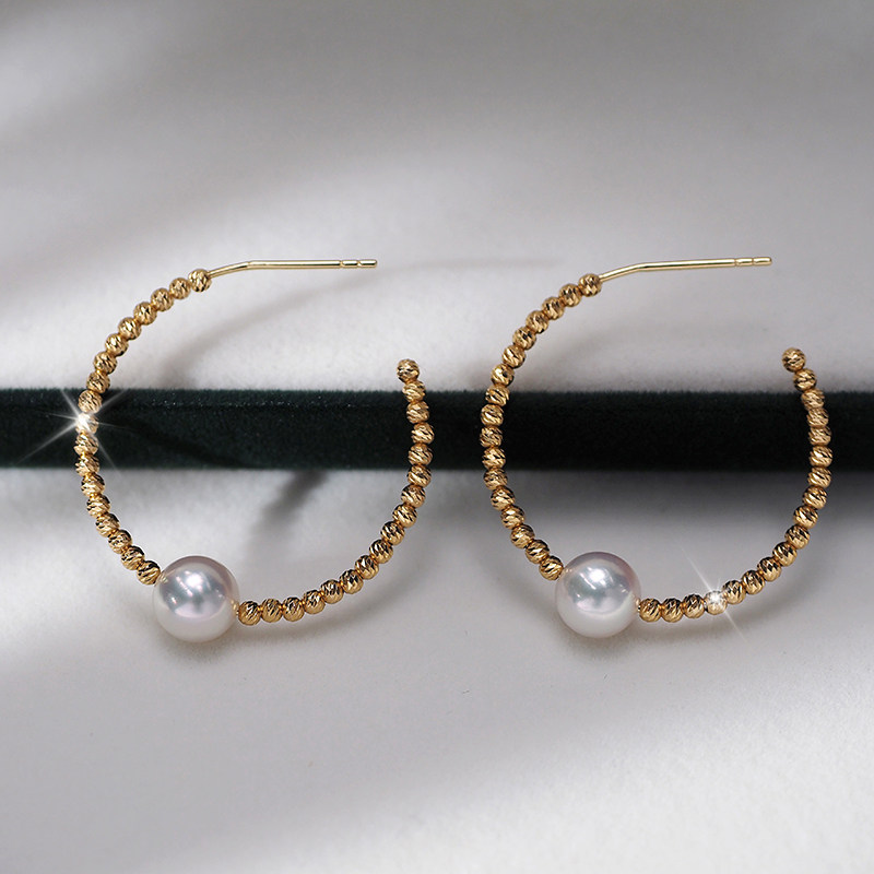 圈圈宝藏耳饰18khoop珍珠耳环天然海水日本耳饰