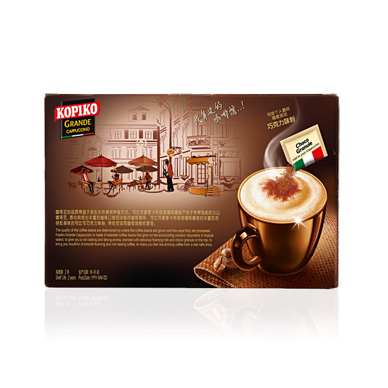 进口kopiko可比可三合一卡布奇诺302g12包速溶咖啡备考提神