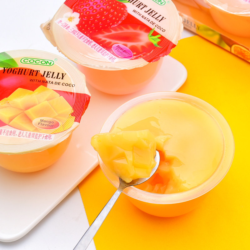 进口果肉零食布丁大杯576g果冻椰纤马来酸奶果冻
