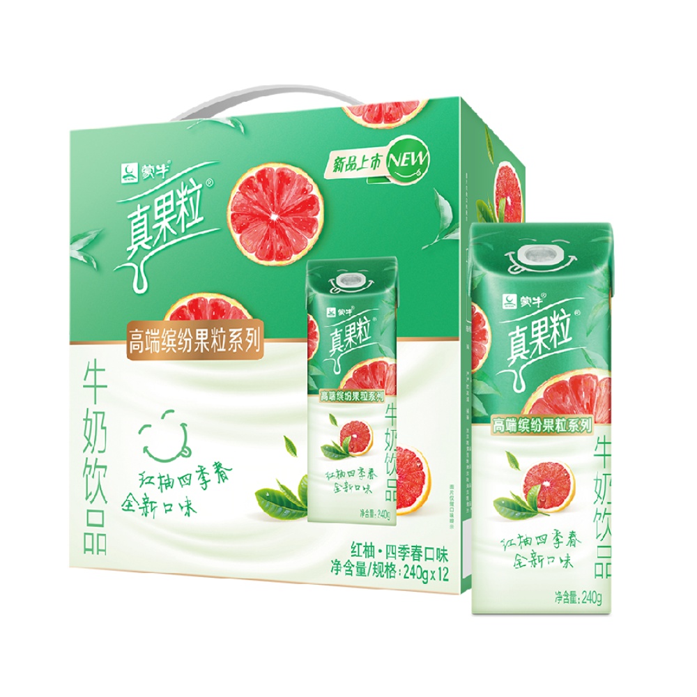 蒙牛真果粒牛奶红柚四季春240g*12包