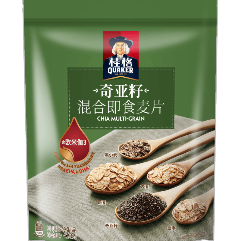 桂格即食经典系列儿童早餐燕麦片全谷物燕麦营养早餐即食免煮