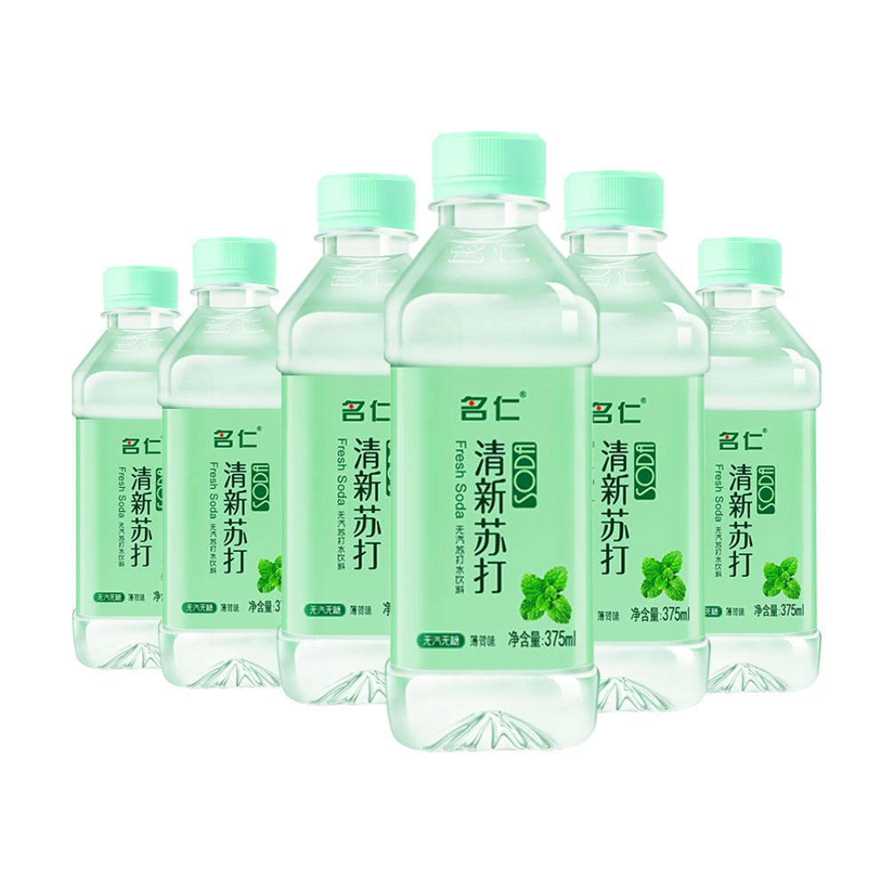 名仁薄荷苏打水碱性水饮料饮品纯净矿泉弱碱水375ml*6瓶无糖