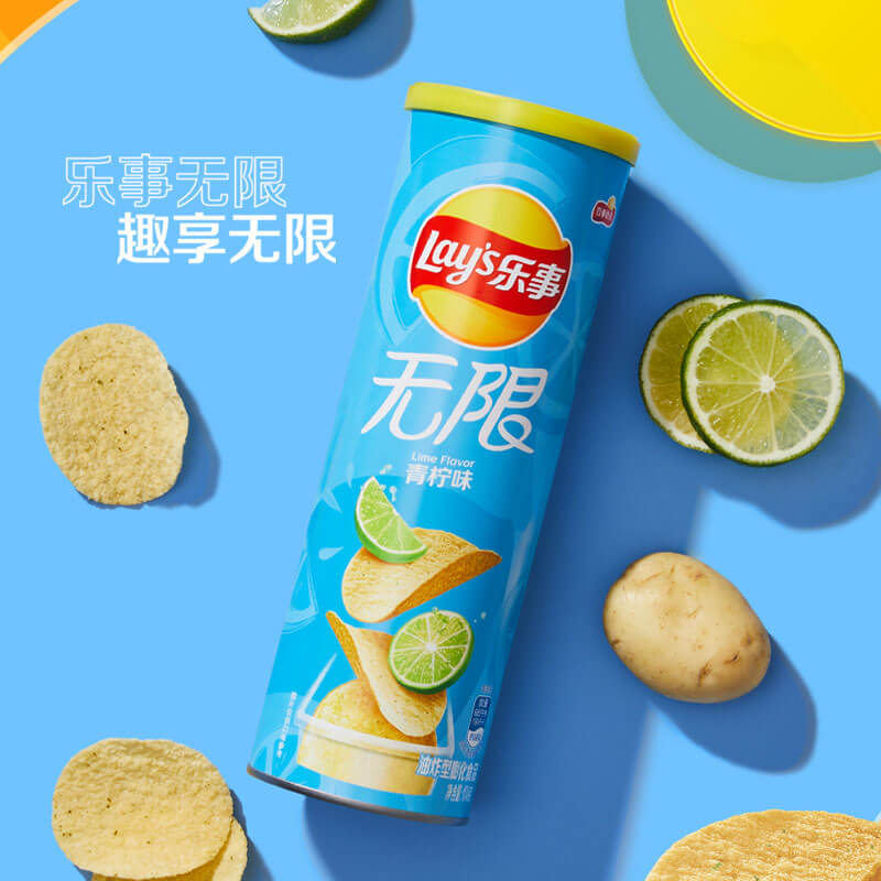 lays乐事无限罐装薯片青柠味104g1罐小吃休闲食品明星同款