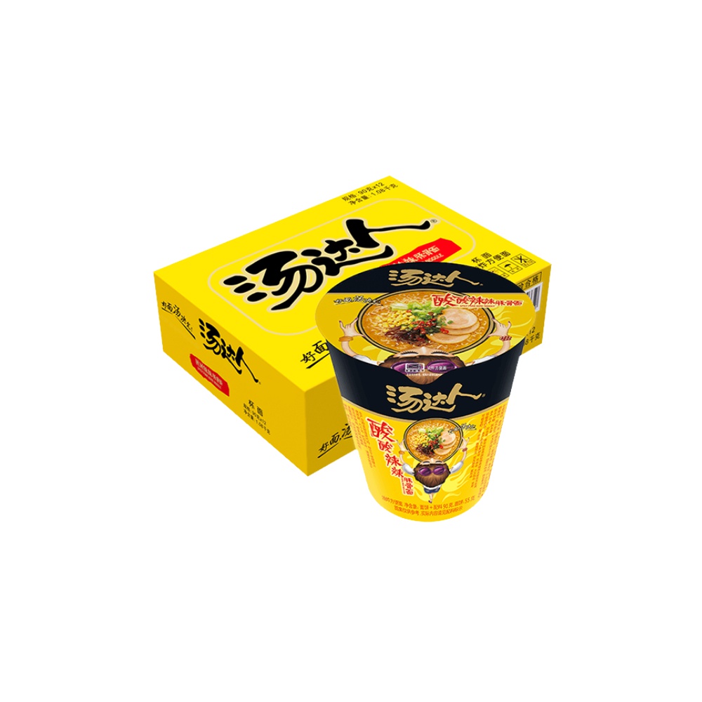 统一豚骨方便面整箱12杯90g拉面辣辣生活酸酸冲泡方便面