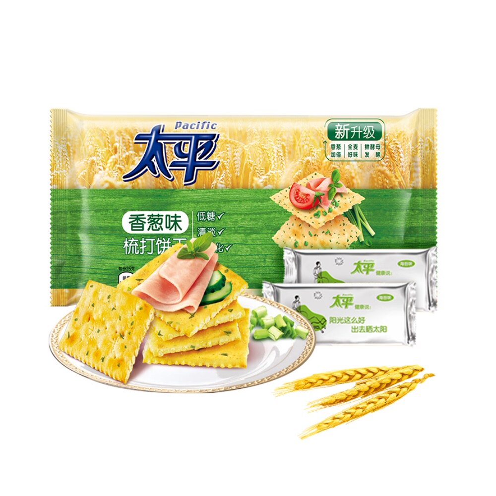 亿滋太平梳打饼干香葱600g酵母苏打代餐低脂苏打饼干