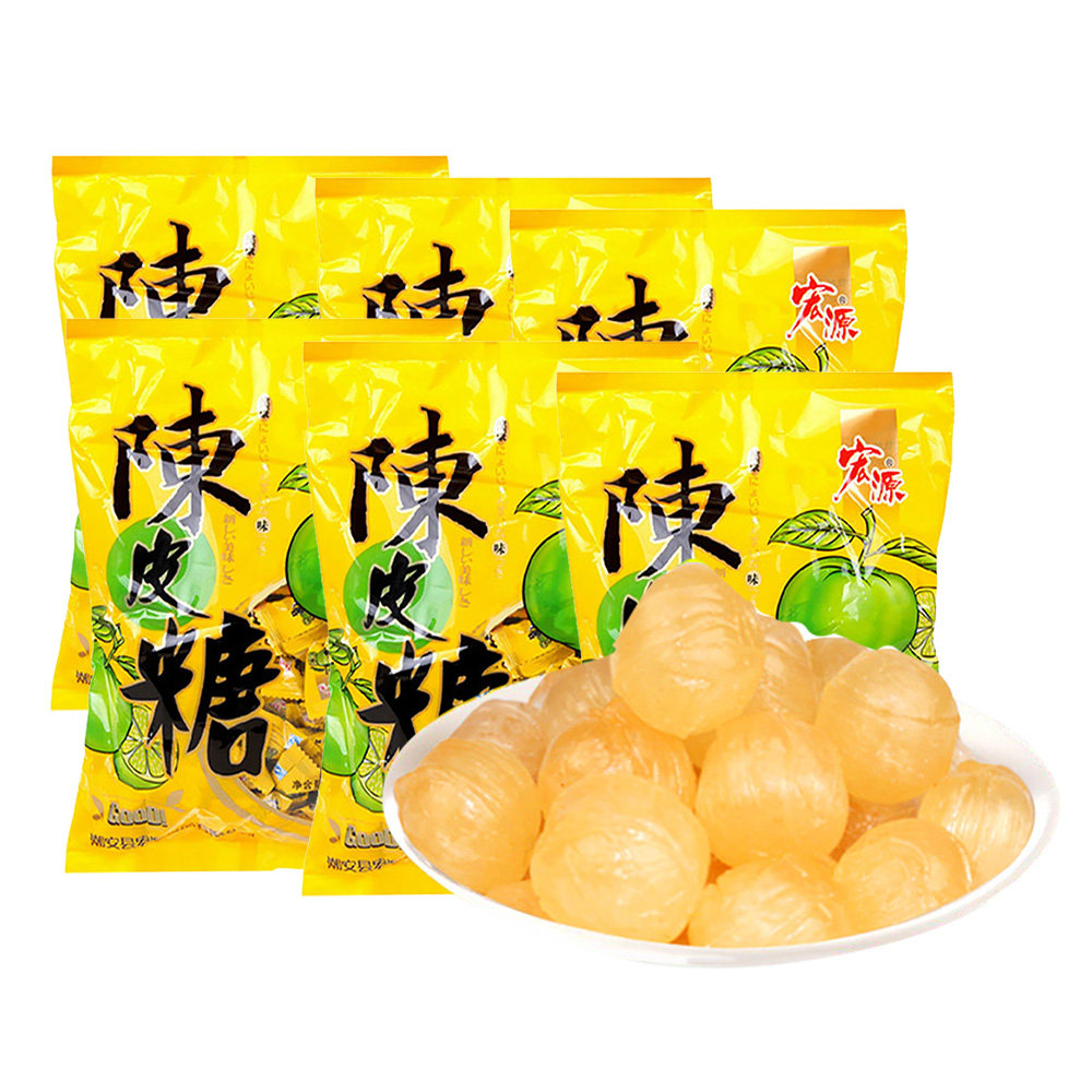 宏源陈皮糖糖糖果355g6袋原装话梅糖水水果糖果