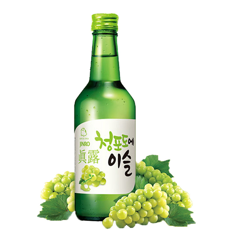韩国进口青葡萄味真露烧酒13度360ml韩国真露果味烧酒清酒蒸馏酒