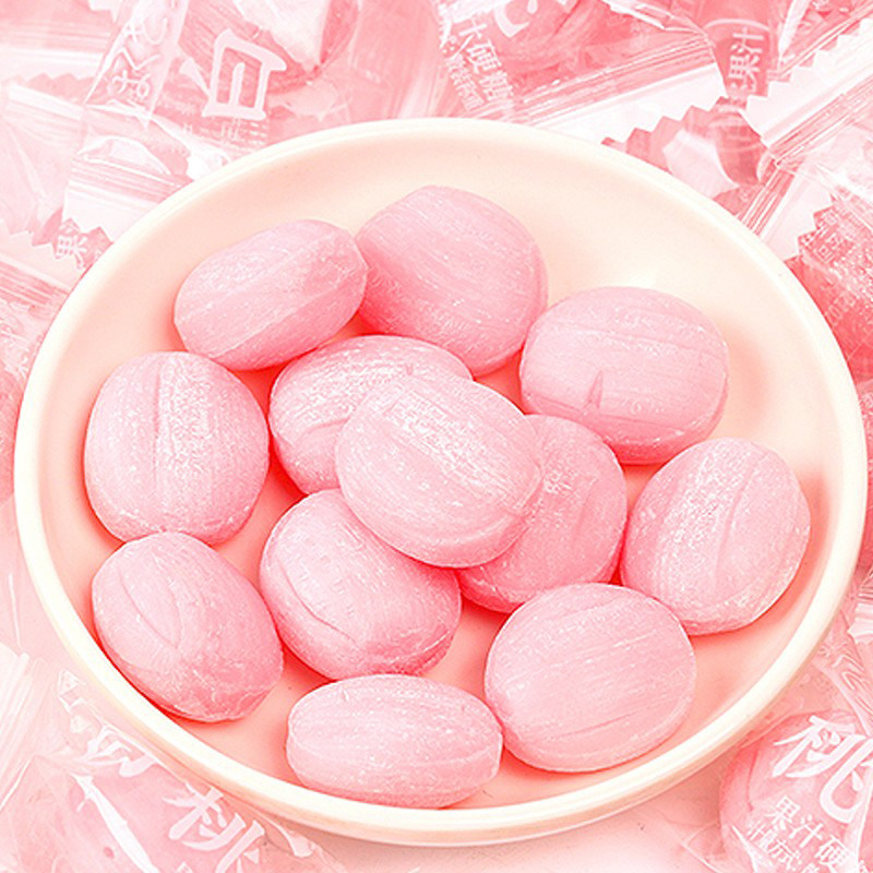 宏源白桃糖水蜜桃糖果500g1袋桃子硬糖网红喜糖糖果
