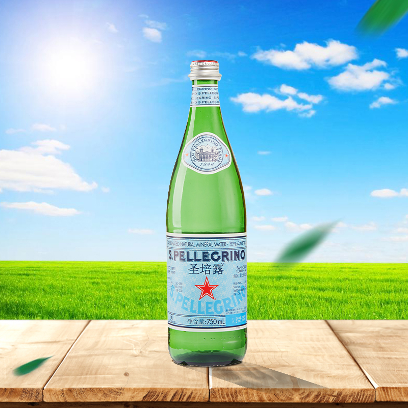意大利进口spellegrino圣培露充气矿泉水气泡水750ml12玻璃瓶