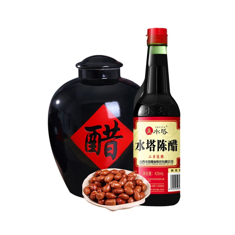 山西水塔醋红盖陈醋山西醋山西陈醋420ml瓶调味烹饪粮食酿造特产2件