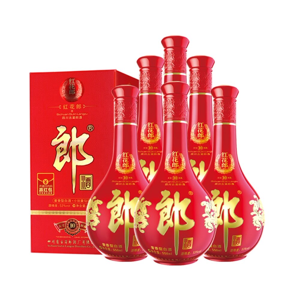 53度红花郎十(10)酱香型558ml*6瓶高档白酒送礼礼品