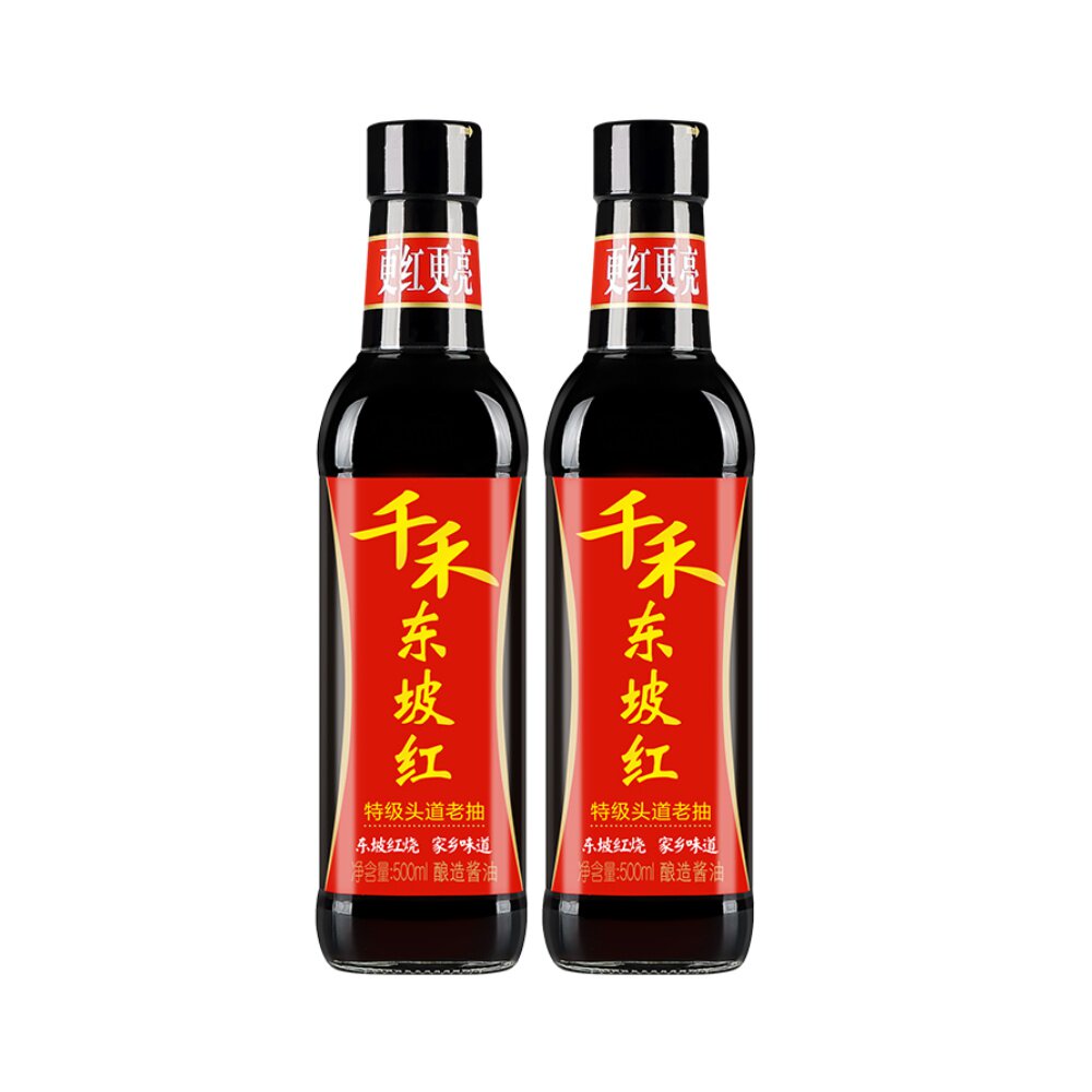 千禾酱油东坡红特特级老抽500ml烹饪组合炒菜酱油