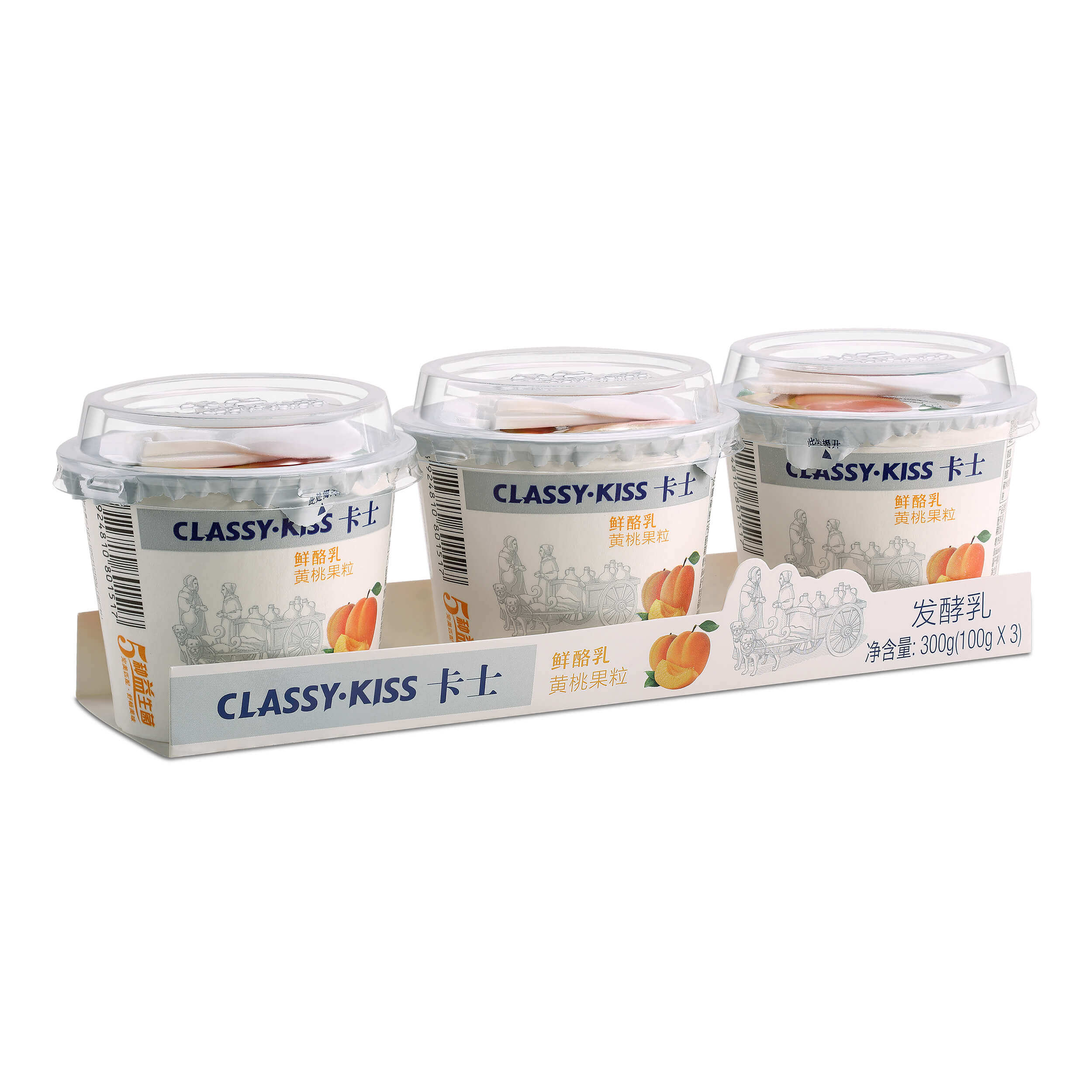 卡士鲜酪风味发酵乳黄桃果粒大果粒鲜奶益生低温奶