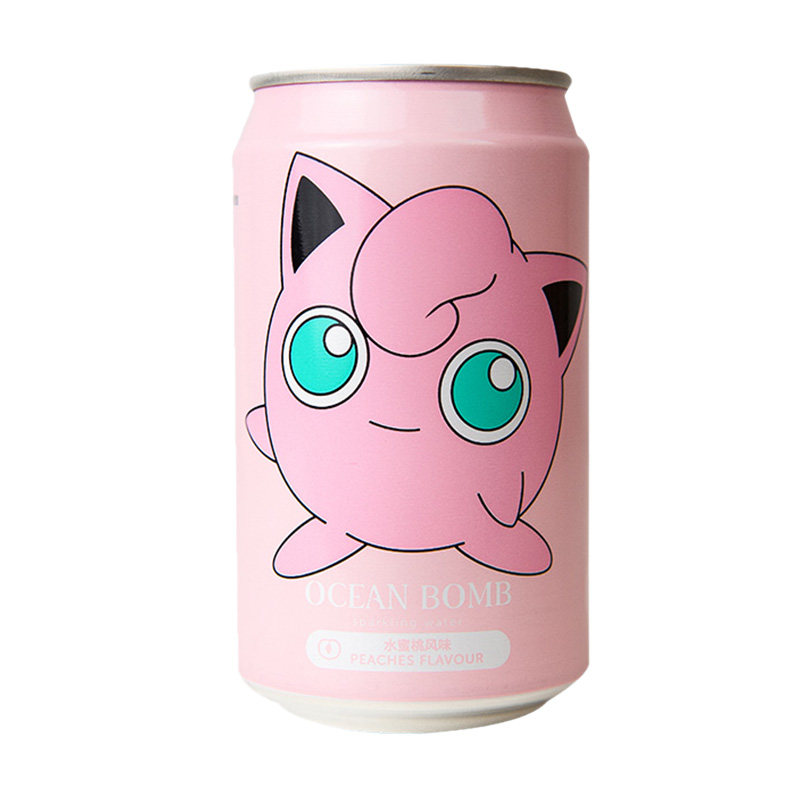 中国台湾进口ocean bomb水蜜桃风味碳酸饮料330ml/罐精灵宝可梦
