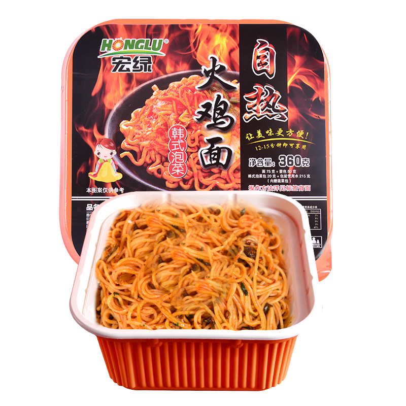 宏绿自热面360g火鸡面辣味韩式泡菜懒人方便面自加热快餐