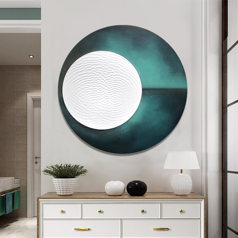 圆形装饰画现代简约轻奢挂画立体浮雕入户玄关创意个性现代装饰画