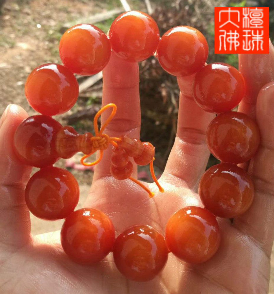 长白山明子红松佛珠丁佛珠松明全透手串沉香东北佛珠