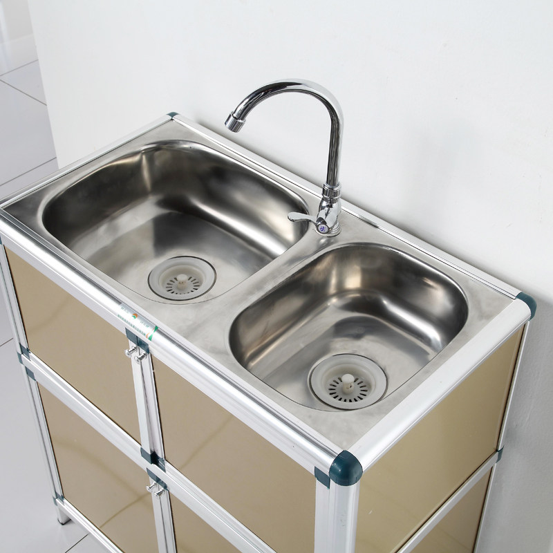 简易橱柜厨房柜碗柜洗手洗碗洗菜盆柜水槽柜不锈钢铝合金柜餐边柜
