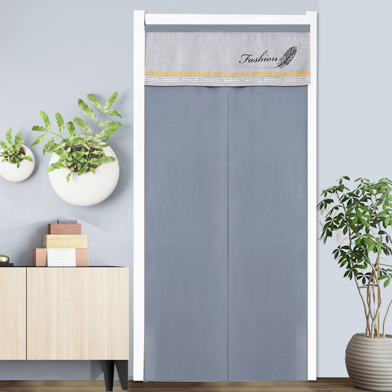 四季家用门帘布艺卧室防蚊隔断半帘打孔厨房门帘