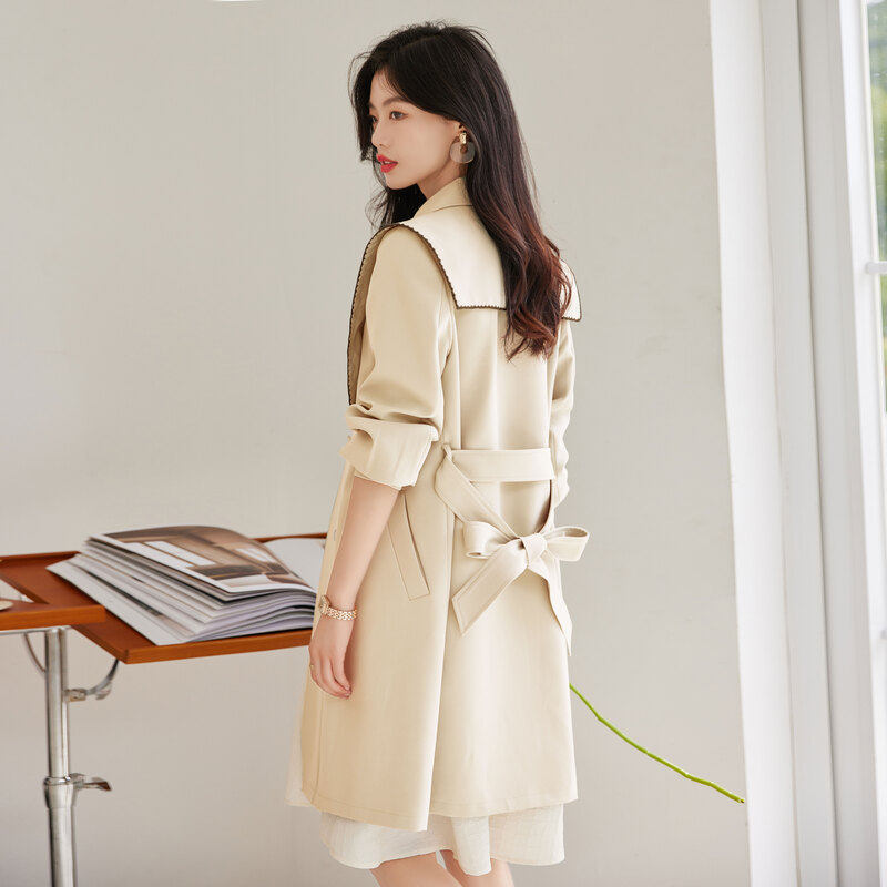 时尚淑女通勤减龄风衣外套2022秋季新款设计风衣