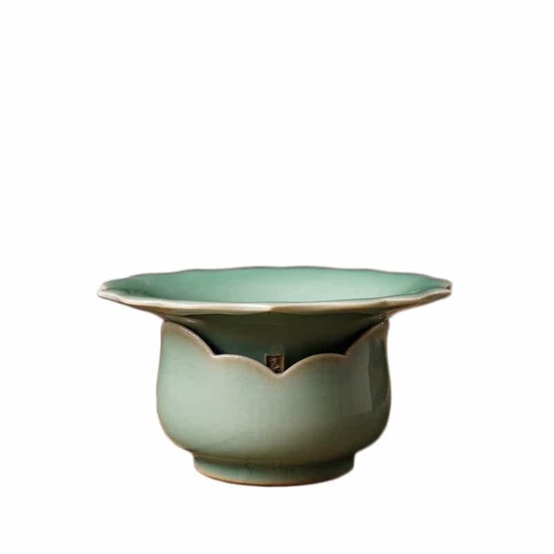 龙泉青瓷黄柯全手工茶漏梅子青茶家用功夫功夫茶茶道茶道