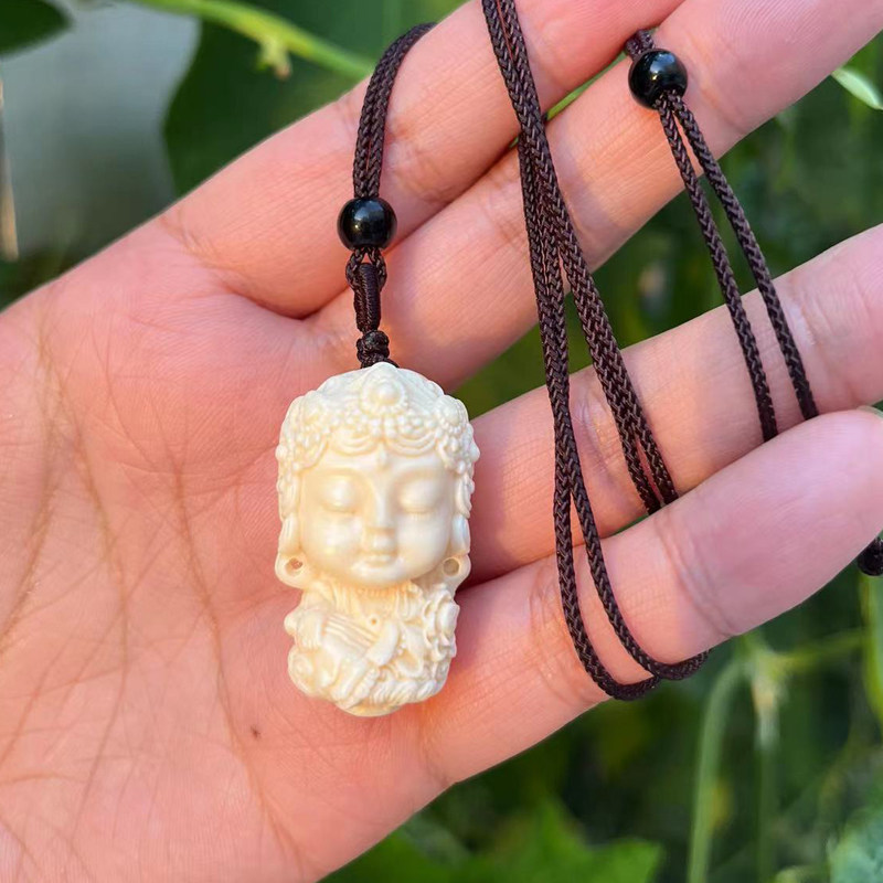 象牙绿度小龙女吊坠挂件可爱少女项坠diy手链项坠