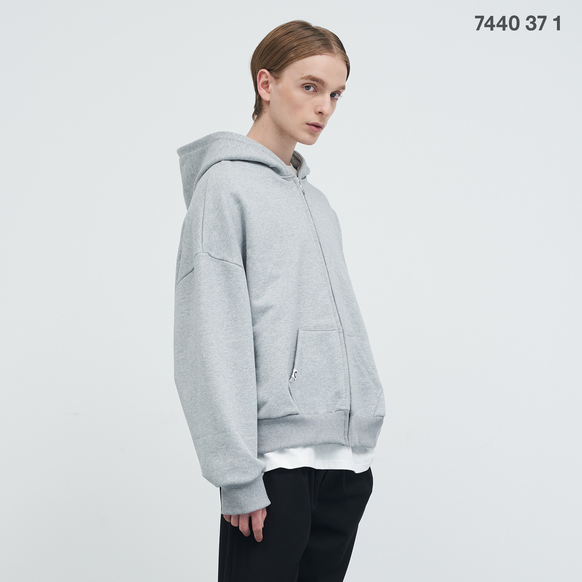 woo专属7440ss22500g重磅双色宽松基础拉链卫衣