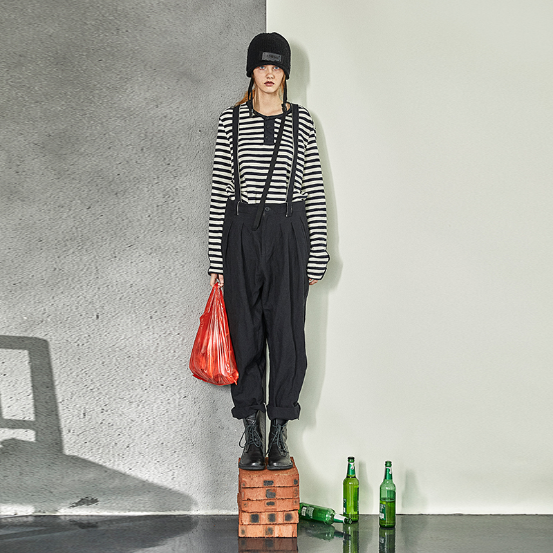 【野无】日着男装2021秋冬季新款 宽松痞帅背带裤子男休闲裤长裤