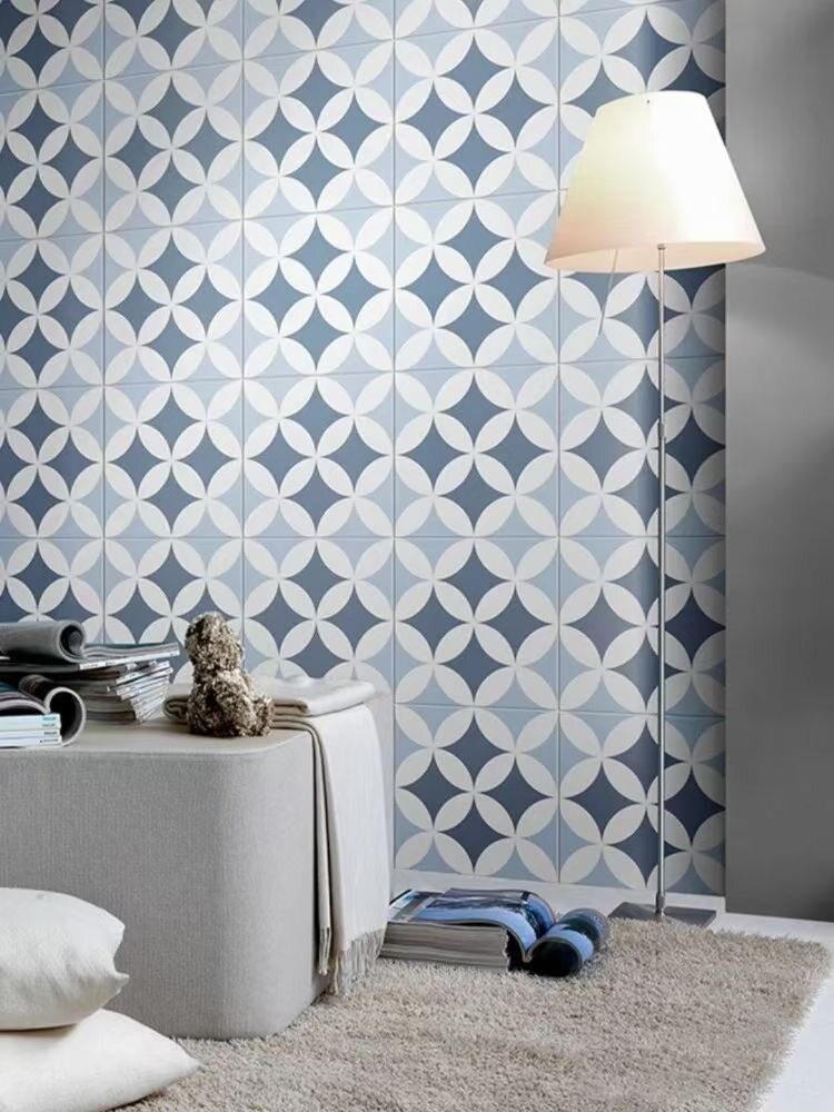 艺术黑白几何图案地砖厨房卫生间瓷砖北欧仿古仿古砖(包括文化石)