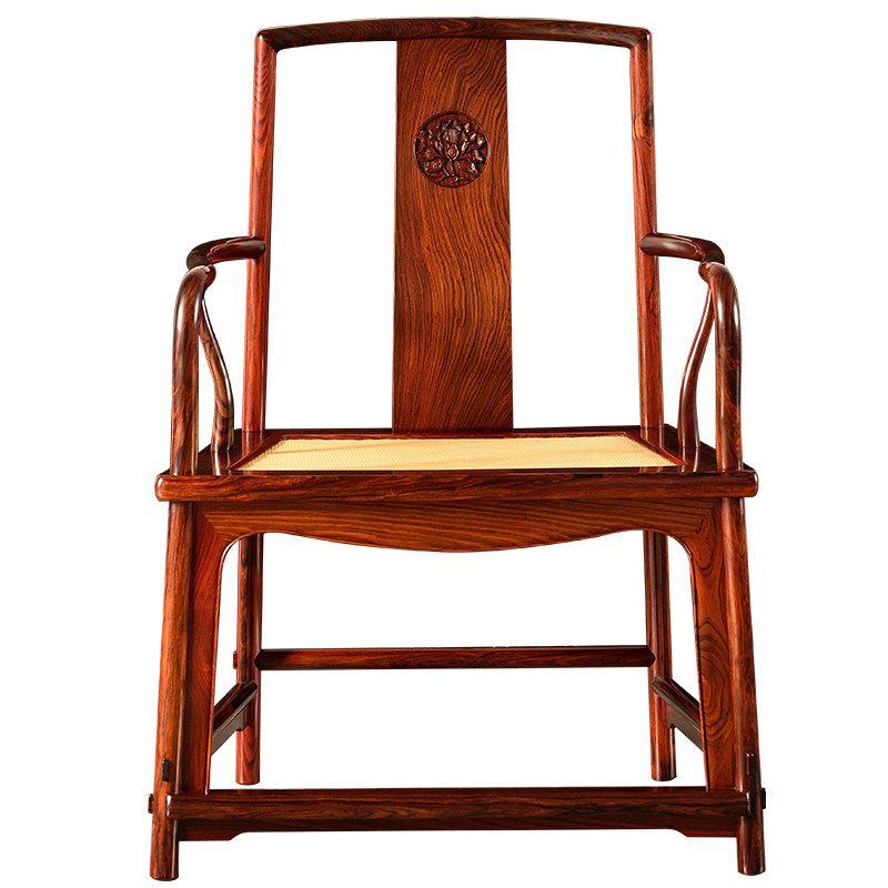 艺盟百胜微凹黄檀扇形官帽椅红酸枝明式办公椅王世襄圈椅