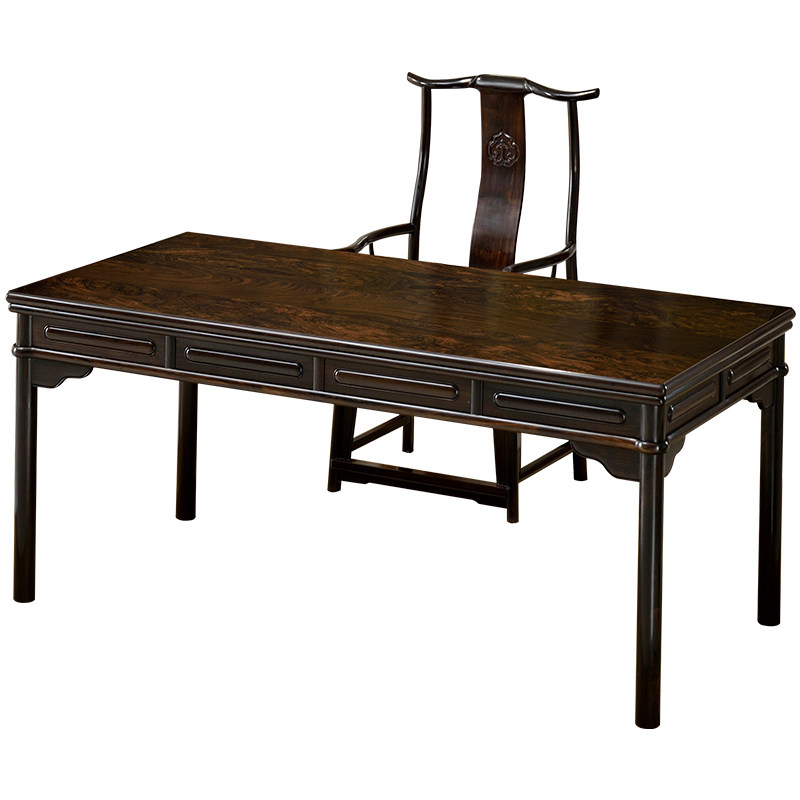 艺盟百胜紫光红木书桌明式家用电脑桌书桌