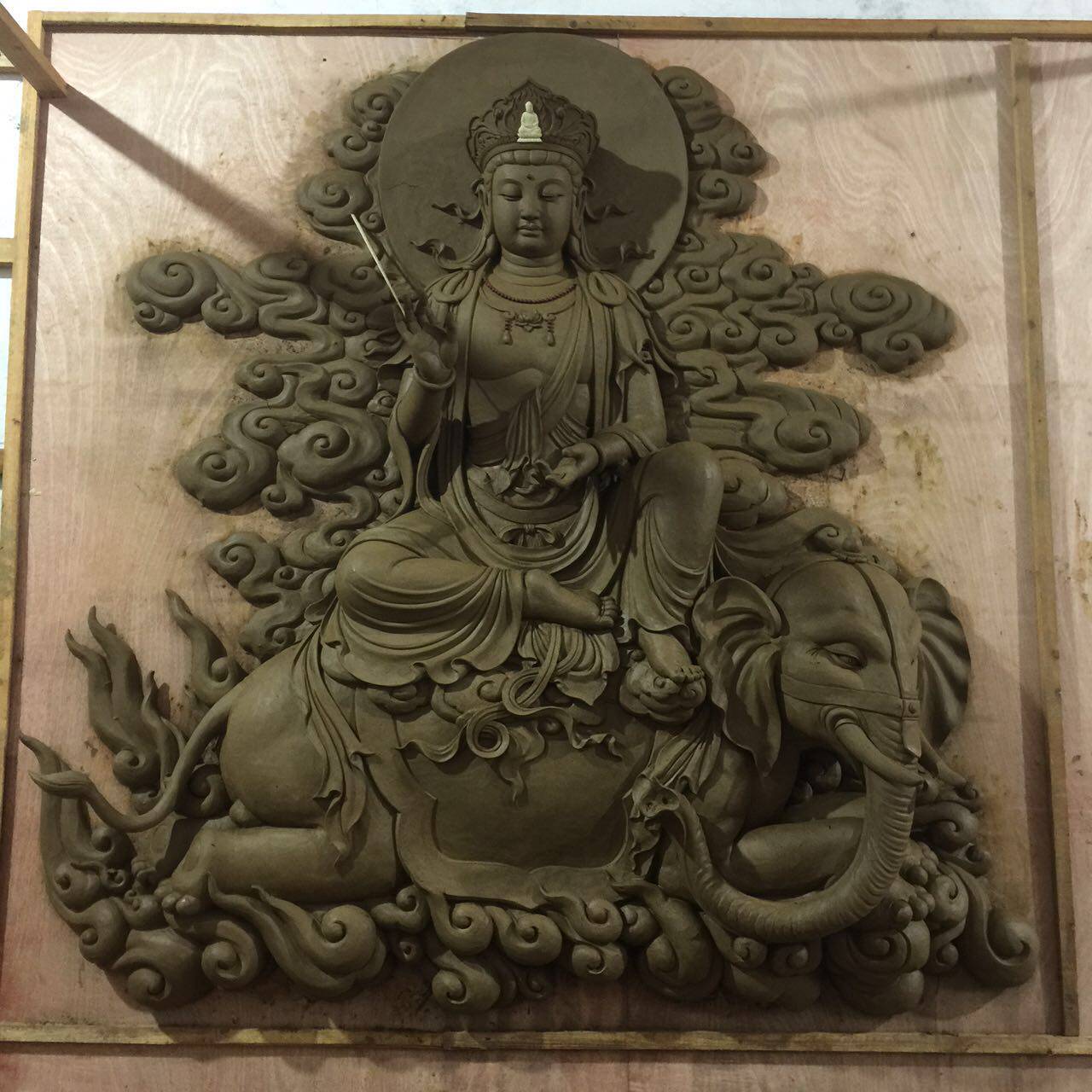 生漆脱胎 浮雕海岛观音造像法会三传佛说佛 西方华严三圣说法泥塑