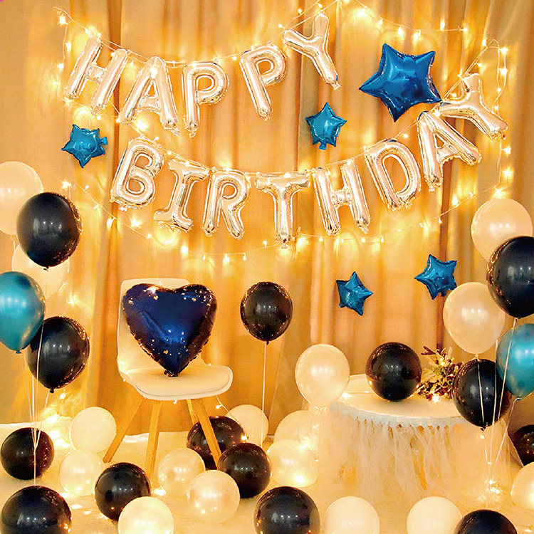 生日布置气球快乐套餐成人场景背景装扮铝膜气球