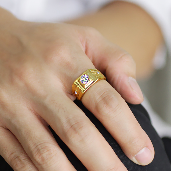 钻戒 男士结婚仿真金戒指 韩版时尚仿钻锆石镀18k金戒子包邮