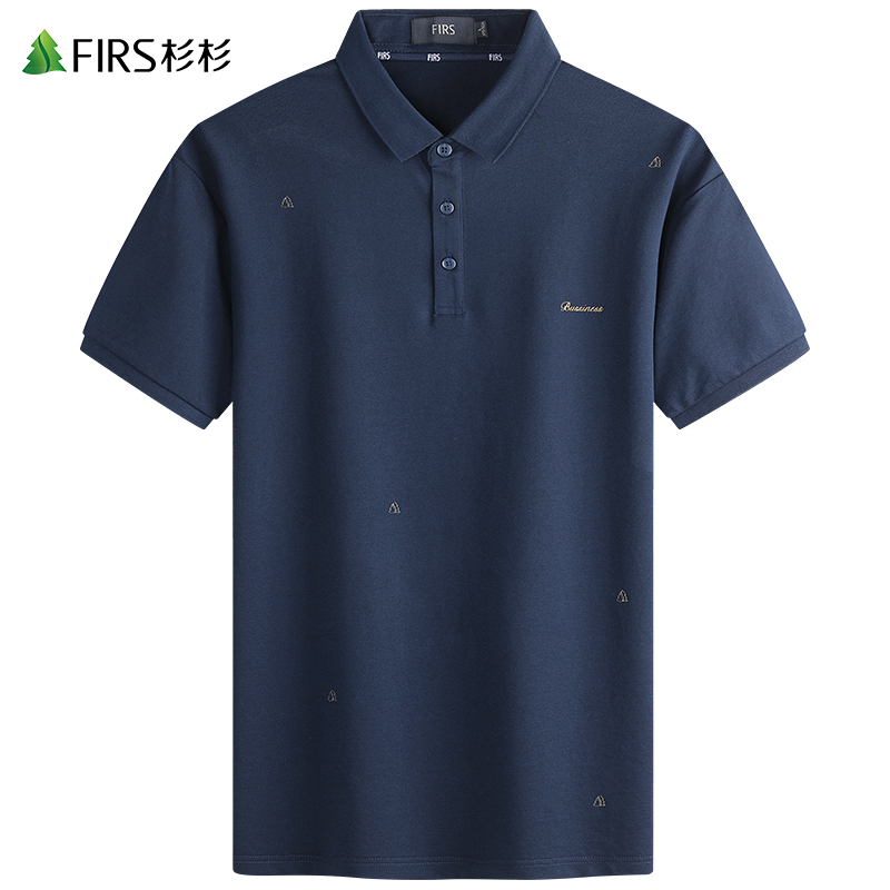 【冰丝凉感】杉杉男装金线印花短袖t恤男士2022夏季新款polo衫