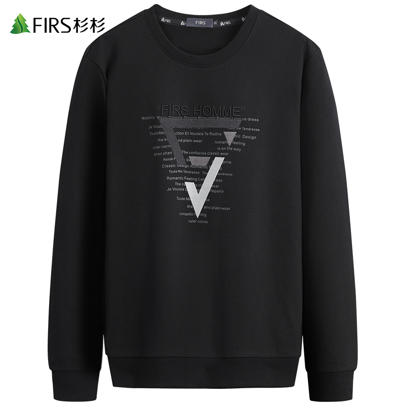 【实惠推荐】杉杉刺绣卫衣男春秋中青年宽松套头圆领打底长袖上衣