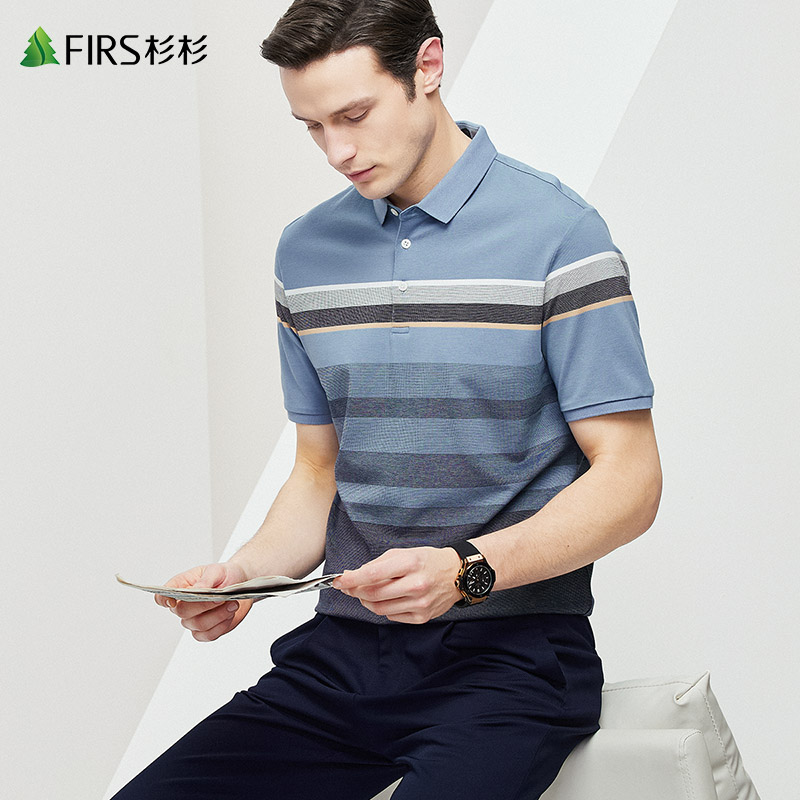 【桑蚕丝】杉杉男装短袖T恤男2022夏季新款中青年天丝透气POLO衫