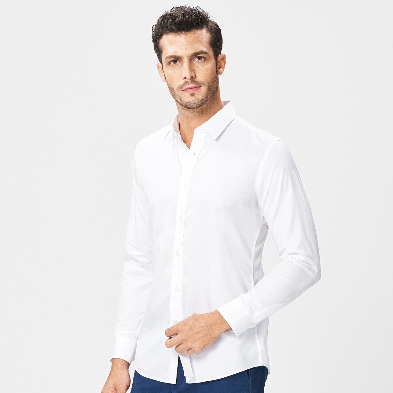 杉杉2018新款春秋正装男式衬衣 商务休闲男士衬衫长袖男韩版上衣