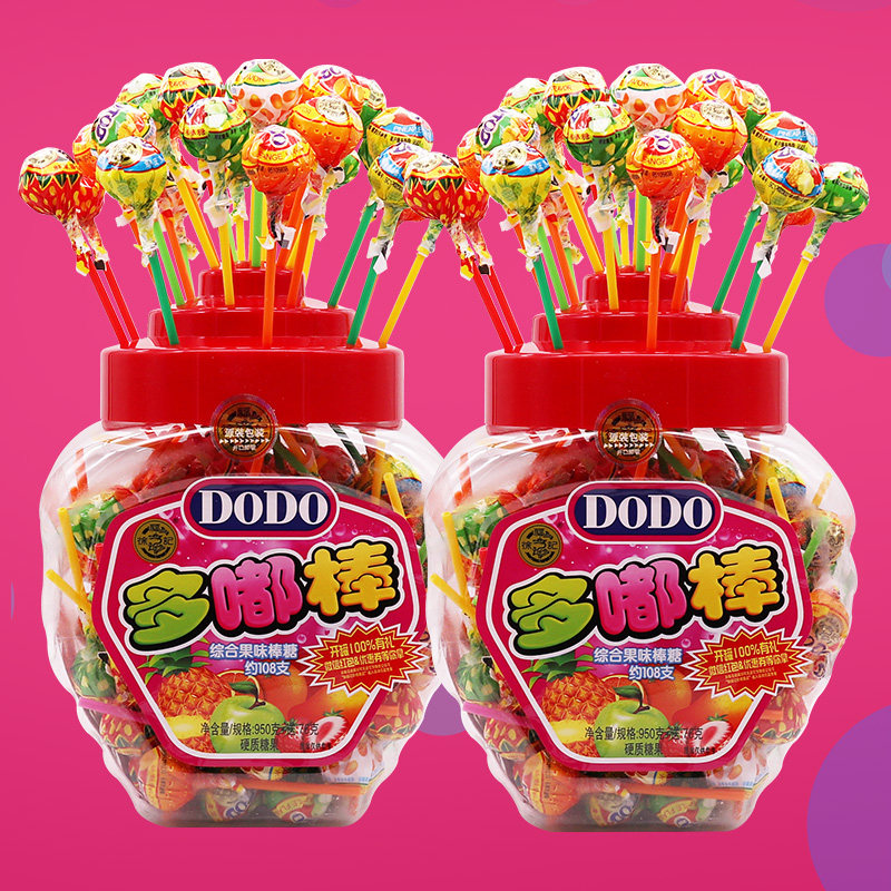 徐福记dodo多嘟棒水果味棒棒糖桶装约108支儿童糖果休闲糖果