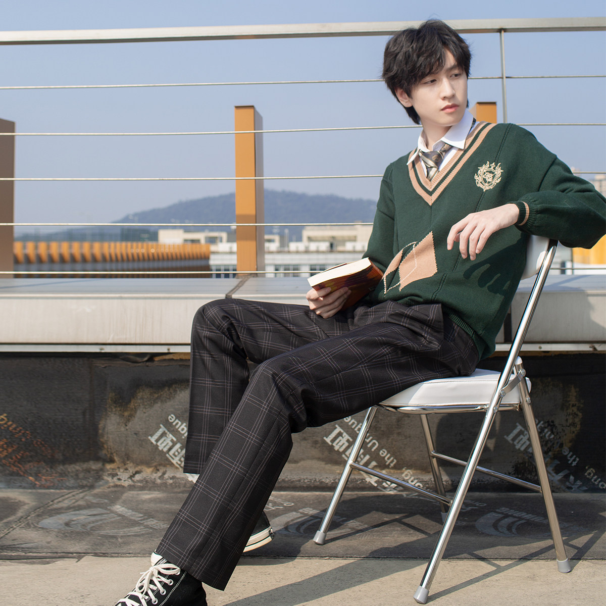 【现货】放学后 奥利奥格裤 dk制服裤男生校服日系学生长裤西装裤